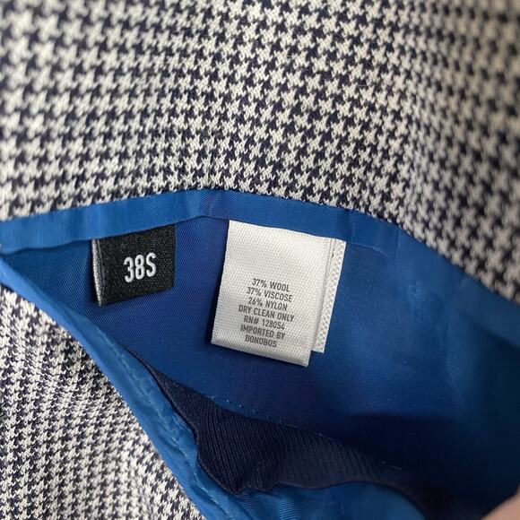 Bonobos Sports Jacket Blazer 38S Blue Houndstooth Wool Blend Tailored Unlined - Picture 12 of 12